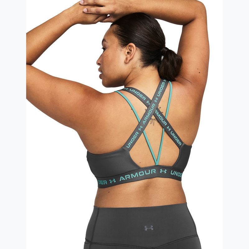 Reggiseno fitness Under Armour Crossback Low castlerock/castlerock/radial turchese 2