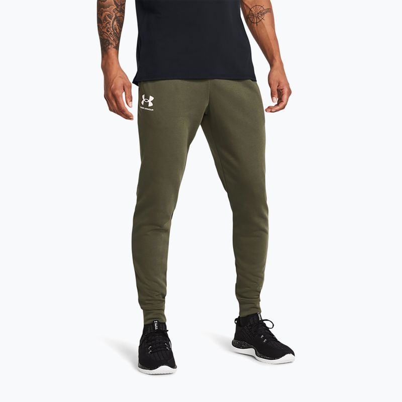 Pantaloni da uomo Under Armour Rival Terry Jogger marine da green/onyx white