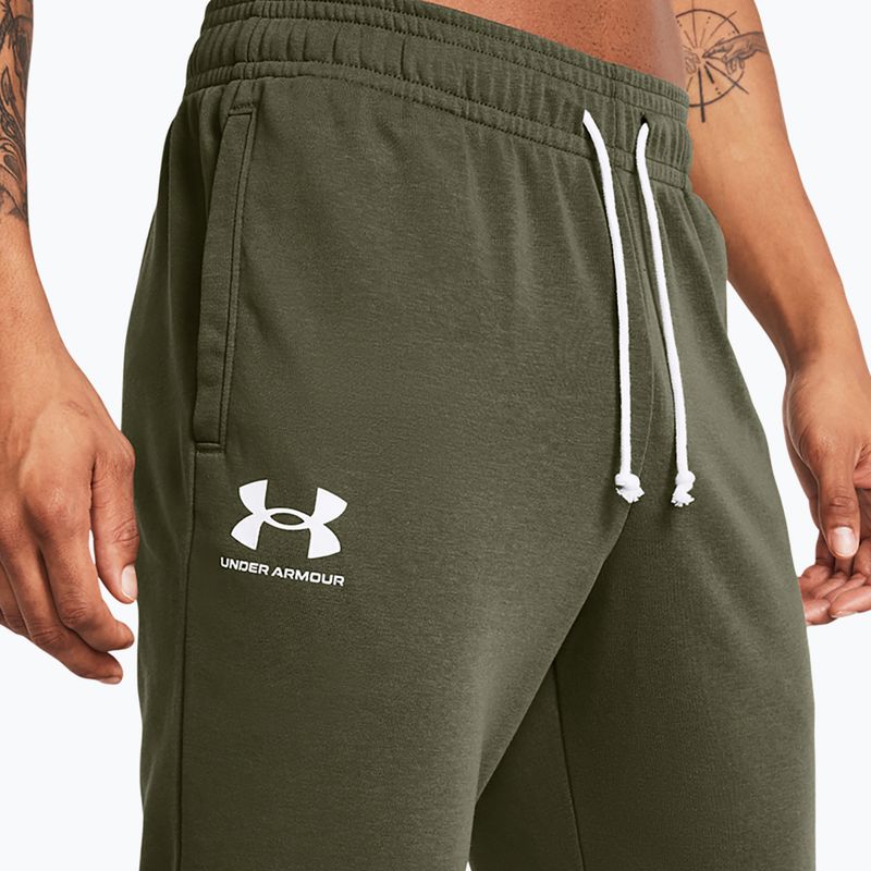 Pantaloni da uomo Under Armour Rival Terry Jogger marine da green/onyx white 4