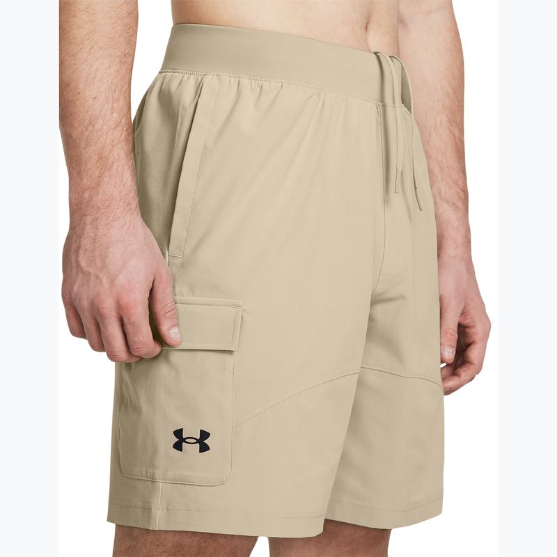 Pantaloncini da allenamento Under Armour Stretch Woven Cargo da uomo base cachi/nero 4
