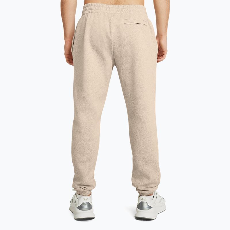 Pantaloni da allenamento maschili Under Armour Essential Fleece Joggers color taupe chiaro melange/timberwolf taupe 3