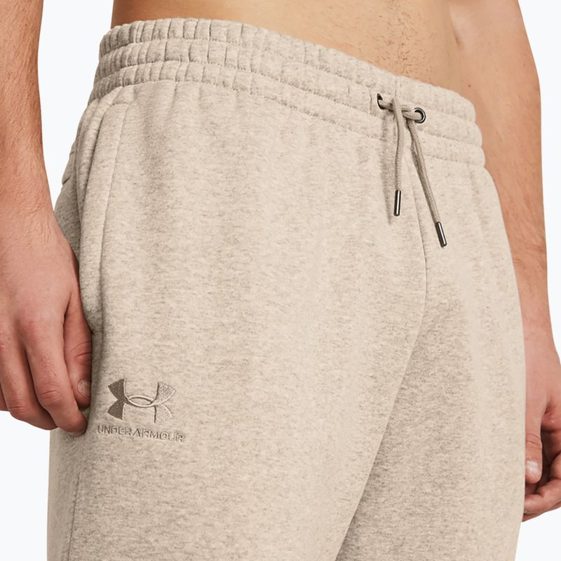 Pantaloni da allenamento maschili Under Armour Essential Fleece Joggers color taupe chiaro melange/timberwolf taupe 4