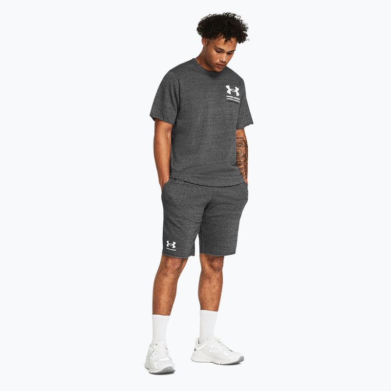 Under Armour Rival Terry pantaloncini da allenamento da uomo castlerock light heather/onyx white 2