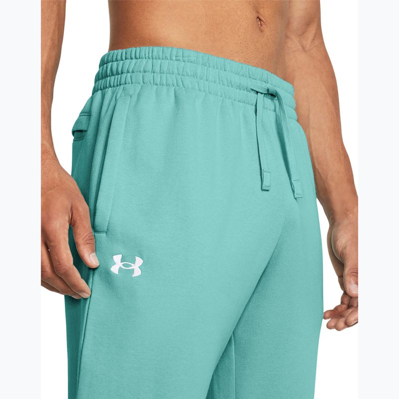 Pantaloni Under Armour Rival Fleece Joggers da uomo in turchese radiale/bianco 4