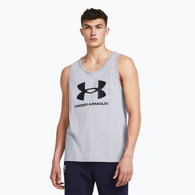 Canottiera Under Armour Sportstyle Logo steel light heather/nero da uomo