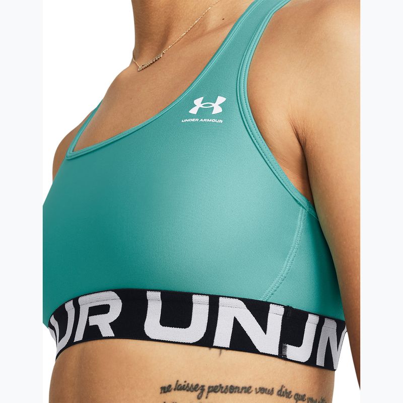 Reggiseno fitness Under Armour HG Authentics Mid Branded radial turchese/bianco 3