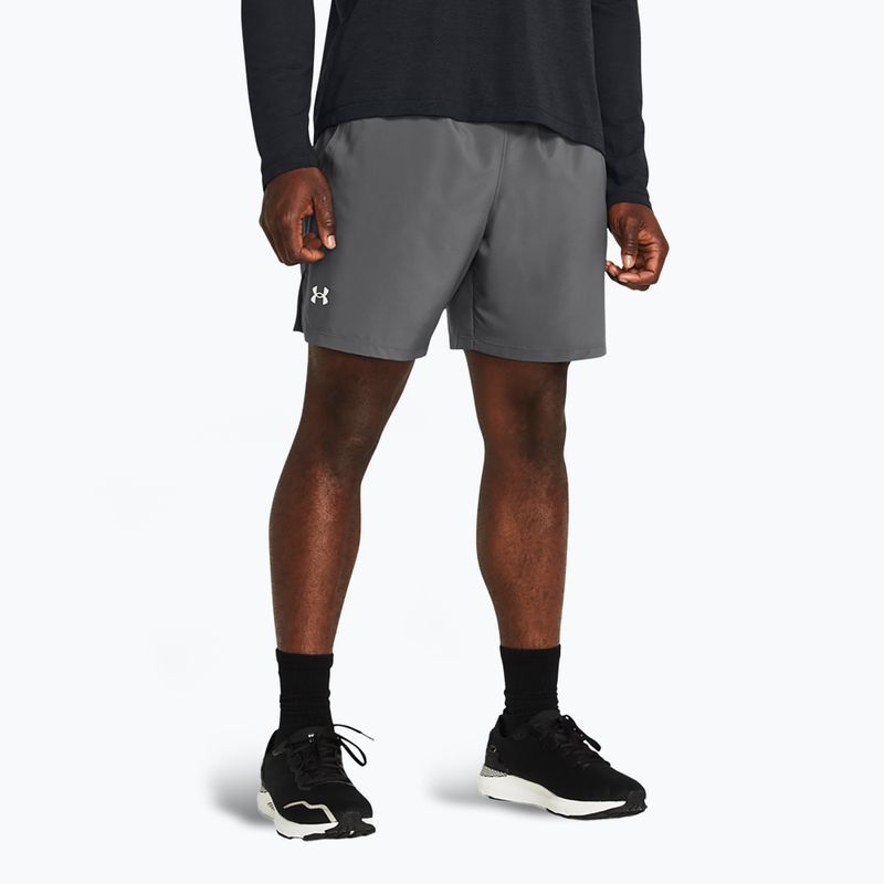 Pantaloncini da corsa Under Armour Launch 7" da uomo color castlerock/castlerock/riflettente