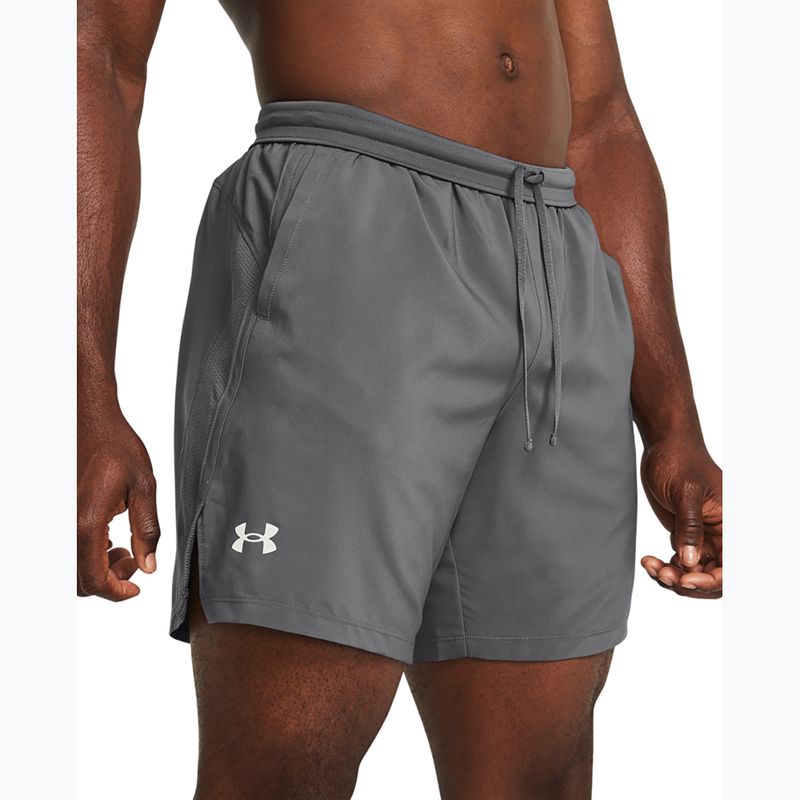 Pantaloncini da corsa Under Armour Launch 7" da uomo color castlerock/castlerock/riflettente 4