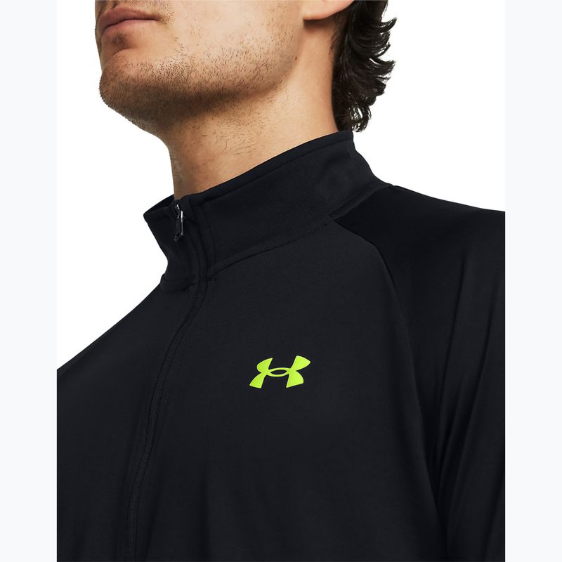 Felpa Under Armour Tech 2.0 1/2 zip nero/giallo alta visibilità da uomo 3