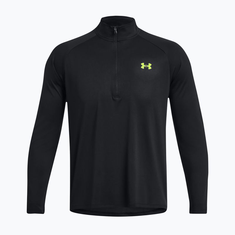 Felpa Under Armour Tech 2.0 1/2 zip nero/giallo alta visibilità da uomo 4