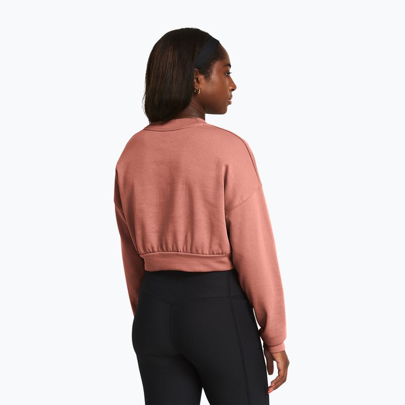 Felpa da allenamento Under Armour donna Rival Terry Os Crop Crew rosa canyon/bianco 2