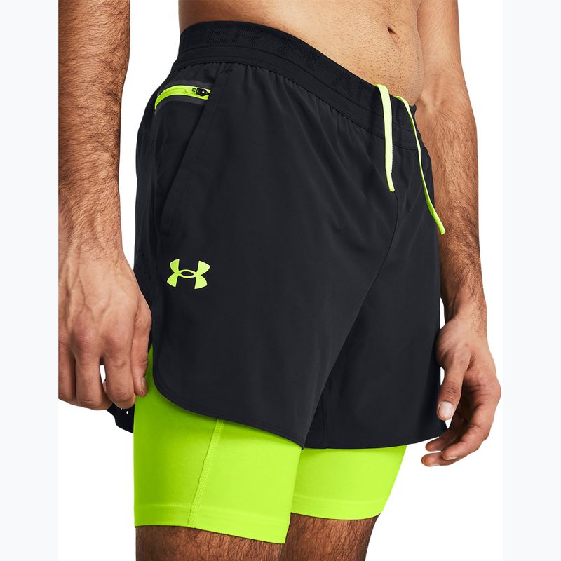 Pantaloncini Under Armour Peak Woven 2in1 da uomo nero/giallo alta visibilità/giallo alta visibilità 4