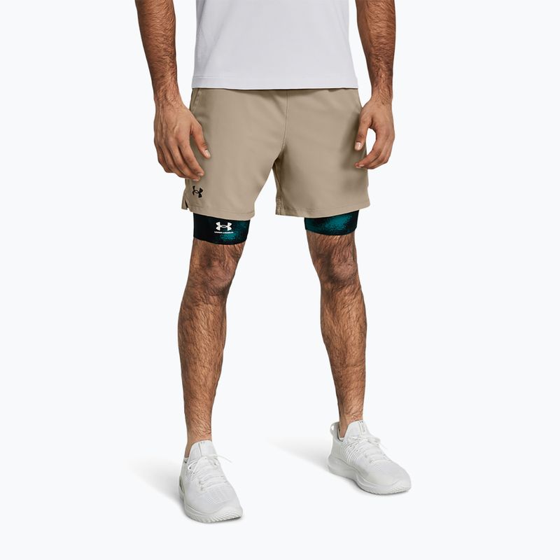 Pantaloncini da allenamento uomo Under Armour UA Vanish Woven 6in timberwolf taupe/black