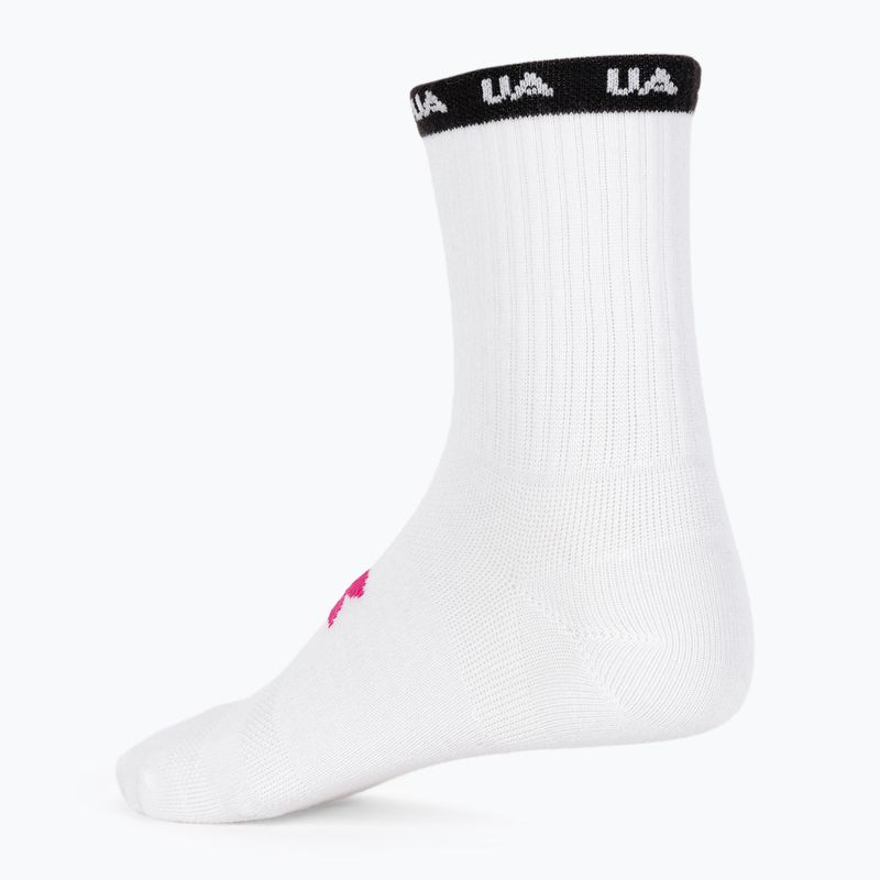 Calze da allenamento Under Armour Essential Nv Mid Crew 3P bianco/bianco/rosa da donna 2