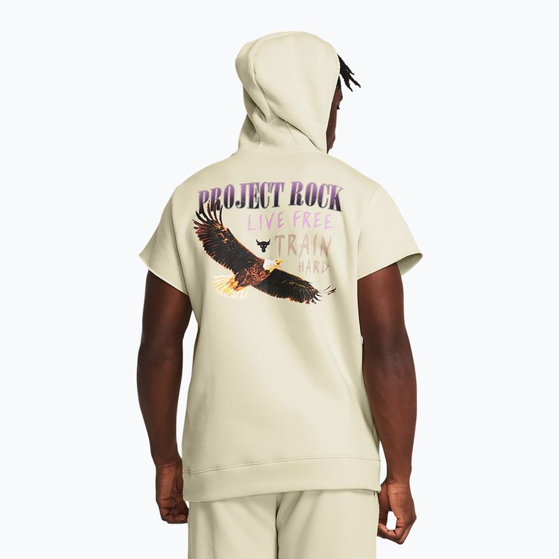 Felpa da uomo Under Armour Project Rock Q1 SS Icon Fleece Hoodie beige 2
