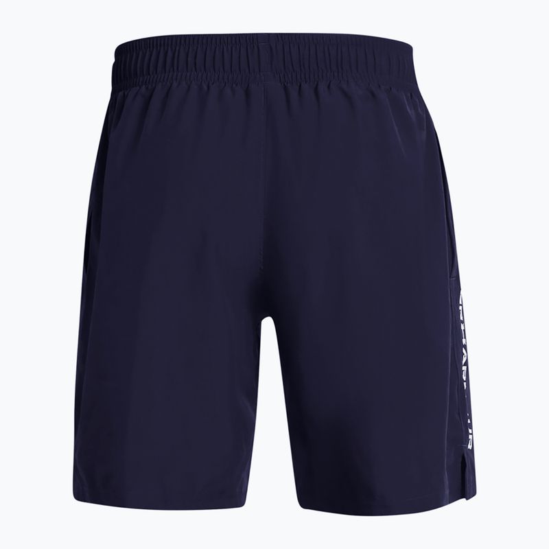 Pantaloncini da allenamento uomo Under Armour Tech Woven Wordmark midnight navy/white 2