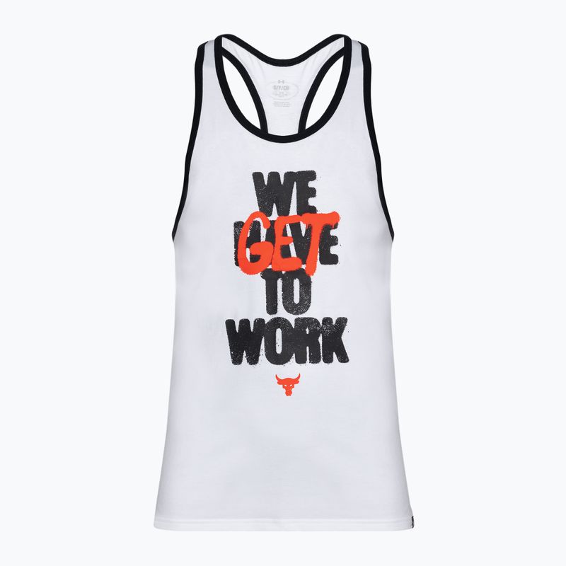 Canotta da allenamento Under Armour Project Rock Get To Work bianco/nero/fuoco di fenice da uomo