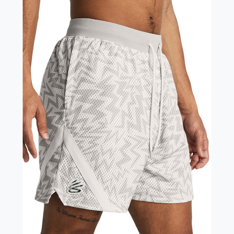 Under Armour Curry Mesh Short pantaloncini da basket da uomo bianco clay/grigio mod.