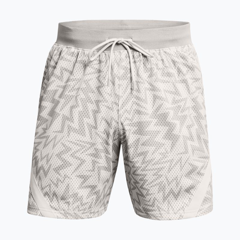 Under Armour Curry Mesh Short pantaloncini da basket da uomo bianco clay/grigio mod. 2