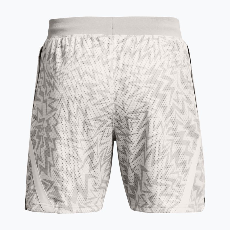 Under Armour Curry Mesh Short pantaloncini da basket da uomo bianco clay/grigio mod. 3