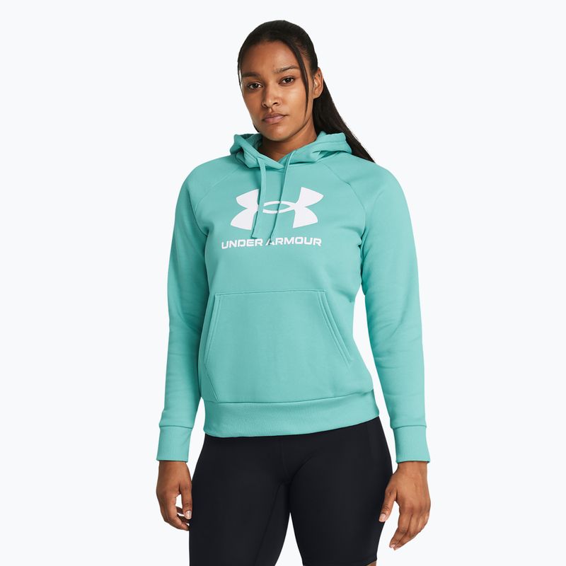 Under Armour donna Rival Fleece Big Logo Hoody Felpa radiale turchese/bianca