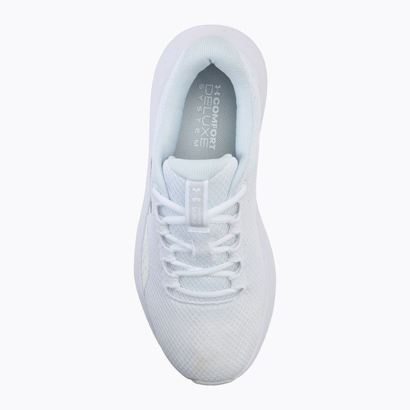 Under Armour Charged Surge 4 scarpe da corsa da donna bianco/grigio resistente/argento metallico 5