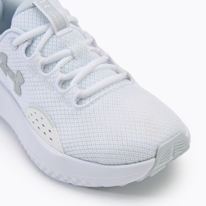 Under Armour Charged Surge 4 scarpe da corsa da donna bianco/grigio resistente/argento metallico 7