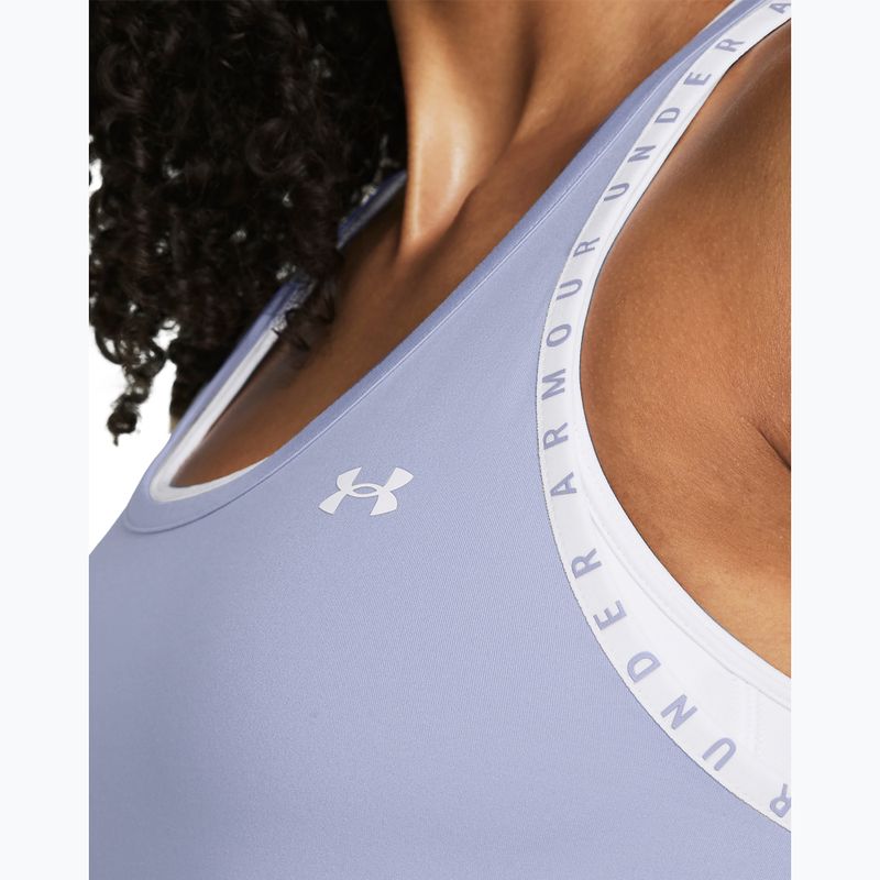 Canotta Under Armour Knockout celeste/bianco da donna per allenamento 3