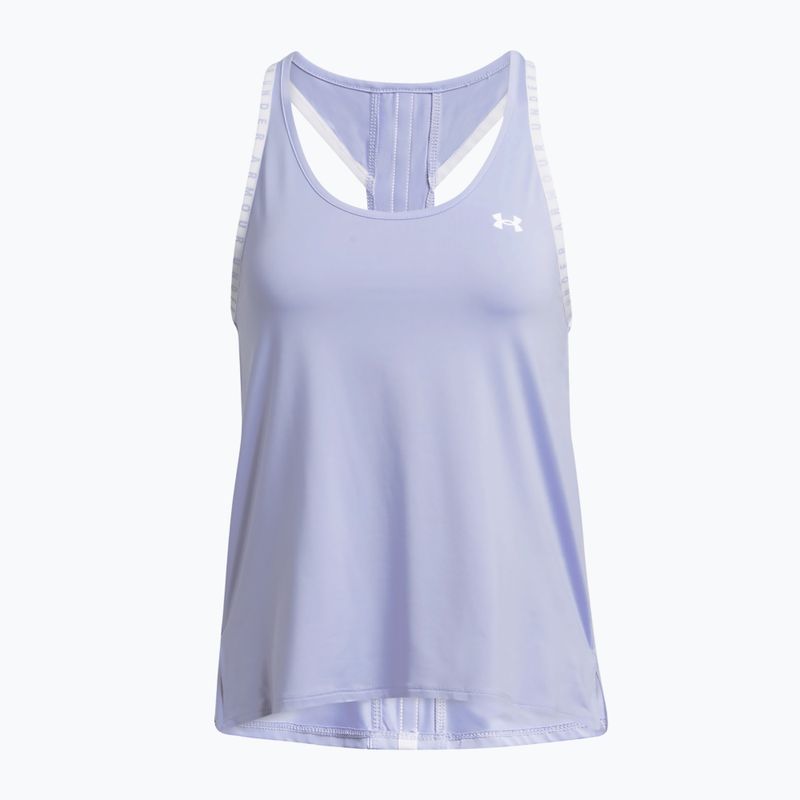 Canotta Under Armour Knockout celeste/bianco da donna per allenamento 4