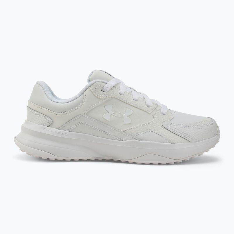 Under Armour Edge Leather scarpe da ginnastica bianche/bianche/grigie da uomo 2