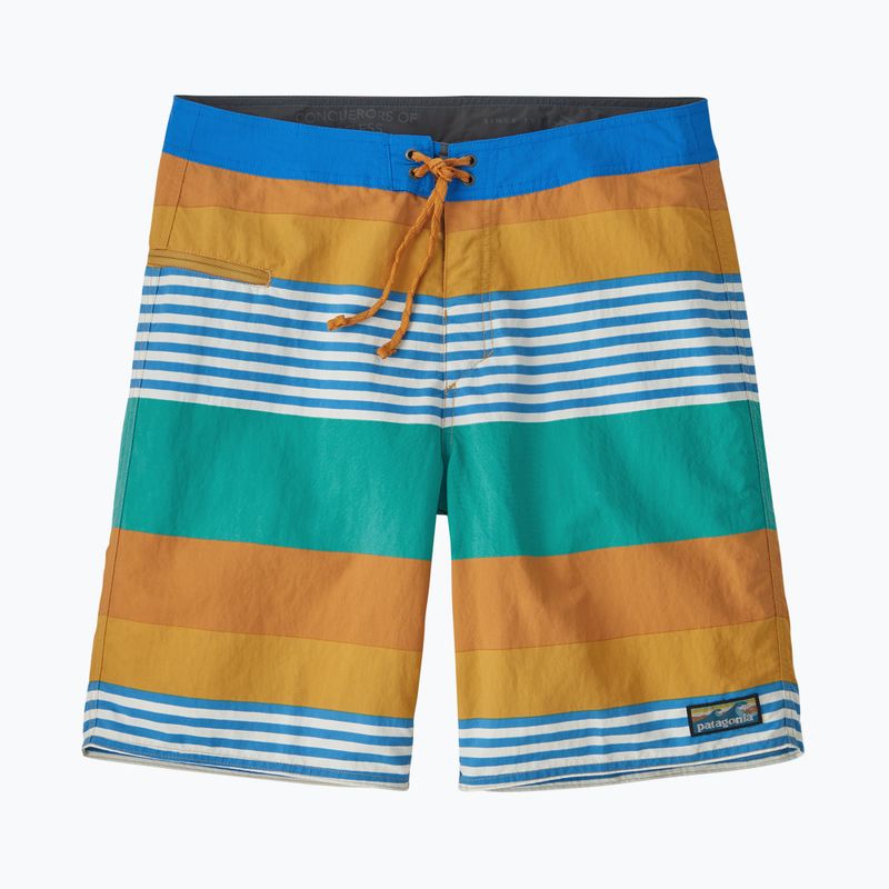 Pantaloncini da bagno Patagonia Wavefarer da uomo a righe fitz/pufferfish oro