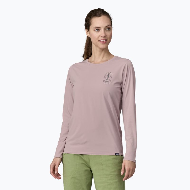 Patagonia Cap Cool Daily Graphic Shirt Longsleeve Donna - Lands clean climb bloom/echo purple