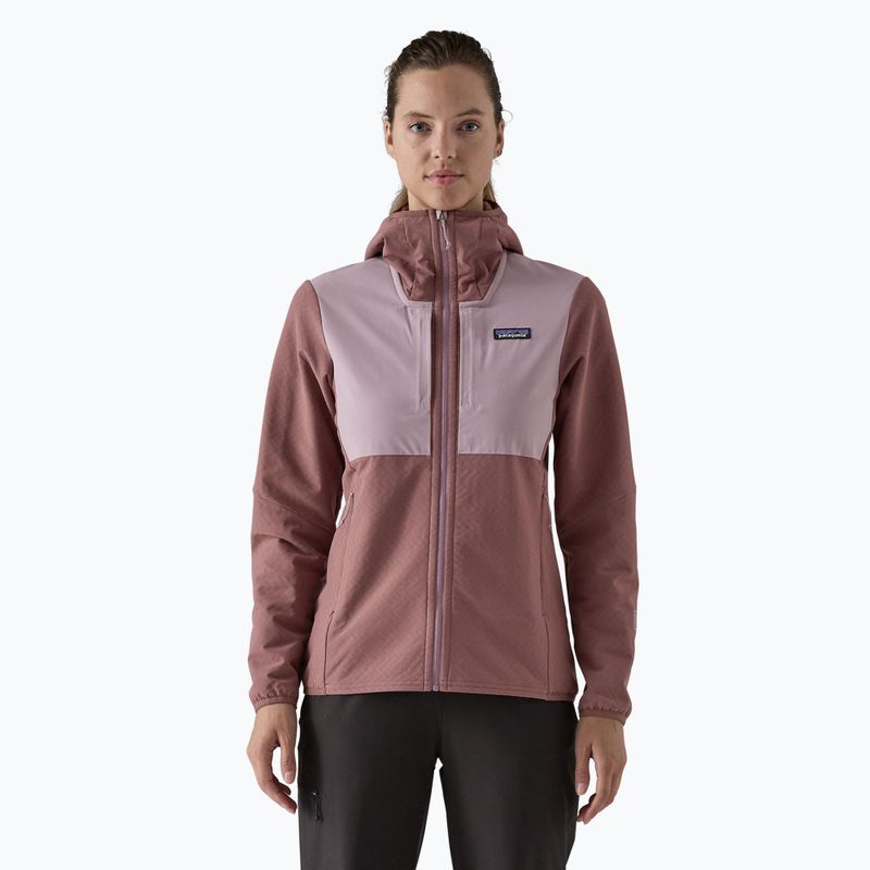 Giacca softshell Patagonia donna R2 CrossStrata Hoody malva dulse