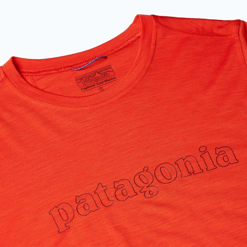 Patagonia Cap Cool Merino Blend Longsleeve da donna Logo grafico di contorno/rosso padano 3