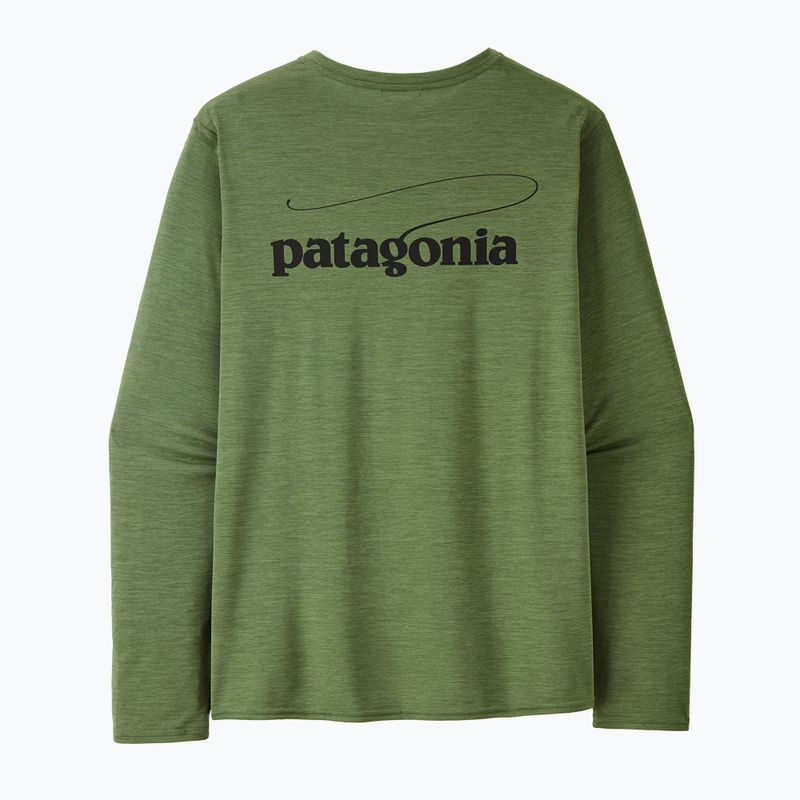 Camicia Patagonia Cap Cool Daily Graphic da uomo - logo della colata d'acqua/terreno verde x-dye a maniche lunghe