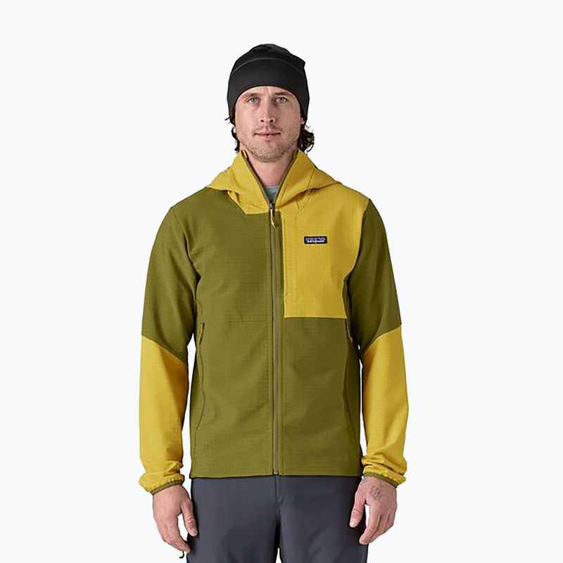 Felpa R1 TechFace Hoody da uomo di Patagonia, colore verde ghiaia
