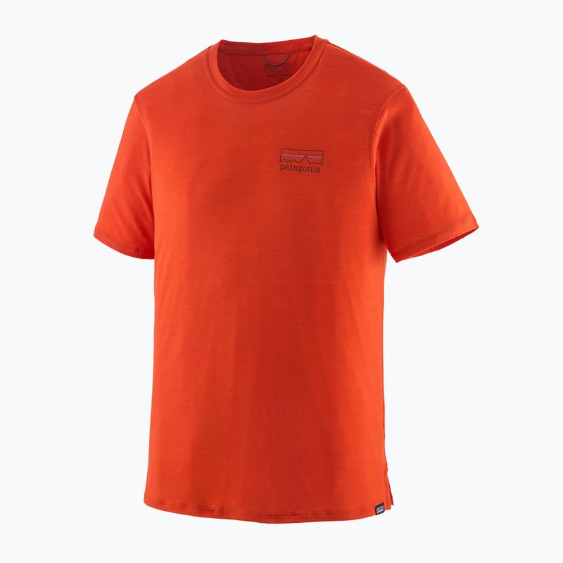 Camicia grafica da uomo Patagonia Cap Cool Merino Blend fitz roy strata/pollinator orange