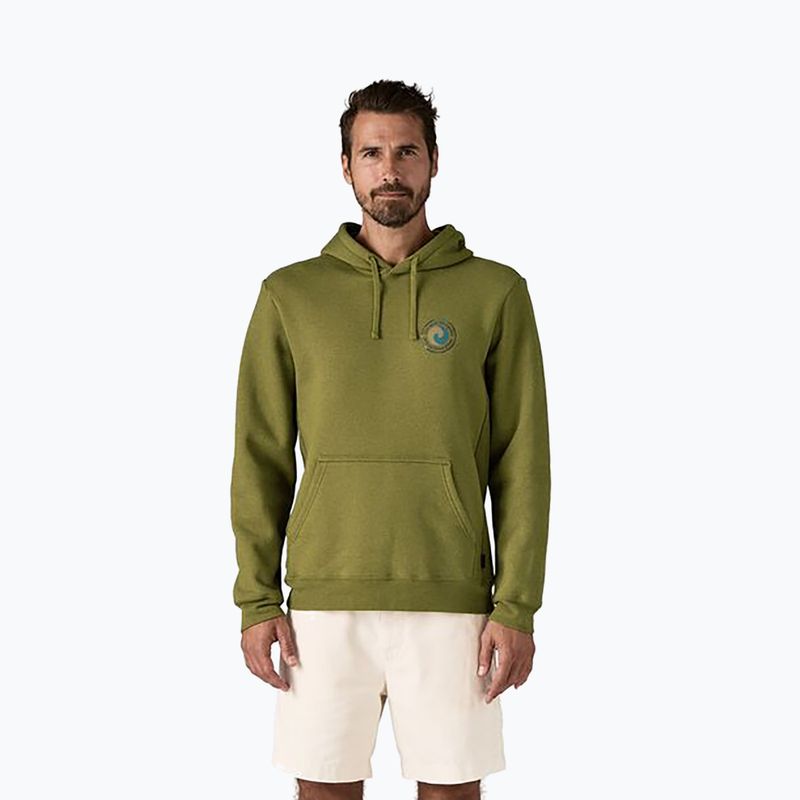 Felpa con cappuccio Patagonia Unity Fitz Uprisal da uomo, colore verde ghiaia