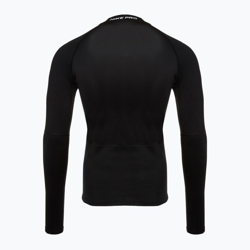 Maglia a maniche lunghe da allenamento Nike Pro Dri-Fit Warm bianco/nero da uomo 2