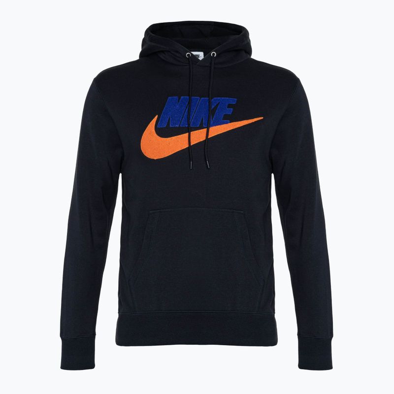 Felpa con cappuccio Nike Club Fleece Uomo, nero/arancione