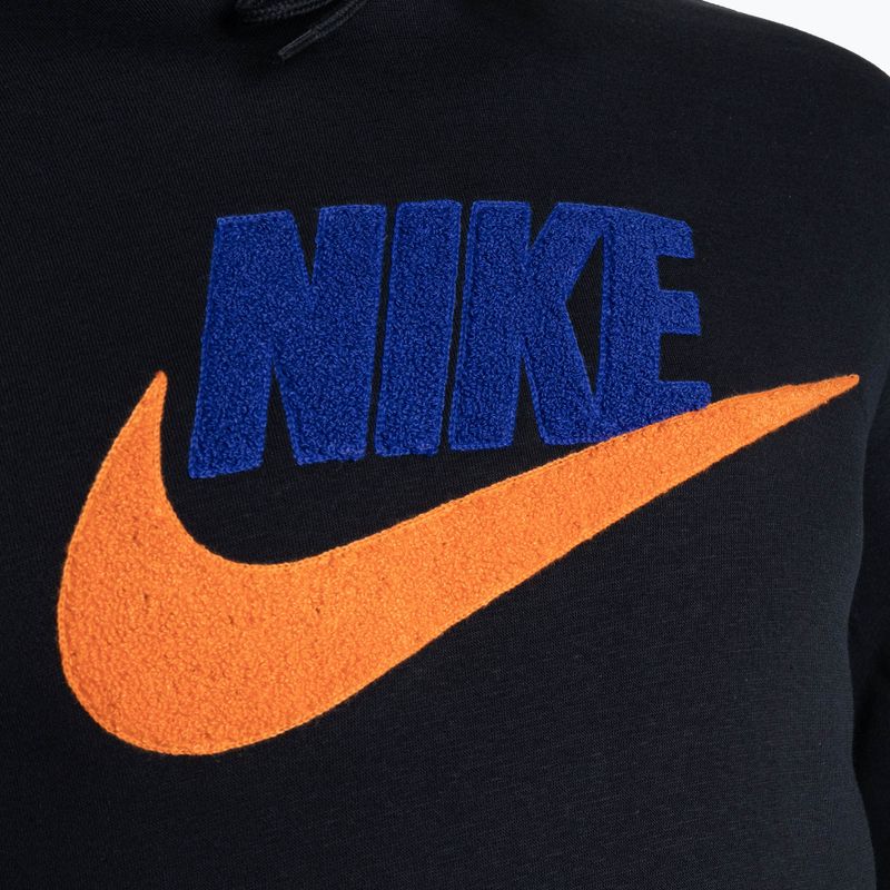 Felpa con cappuccio Nike Club Fleece Uomo, nero/arancione 3