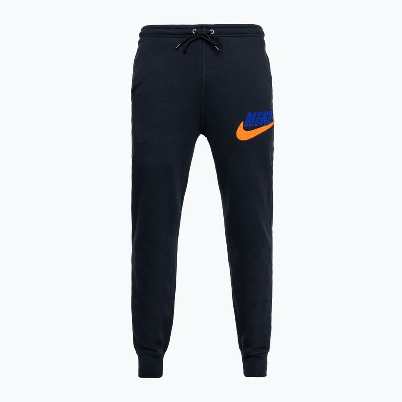 Pantaloni Nike Club Fleece Joggers uomo nero/nero/arancio di sicurezza