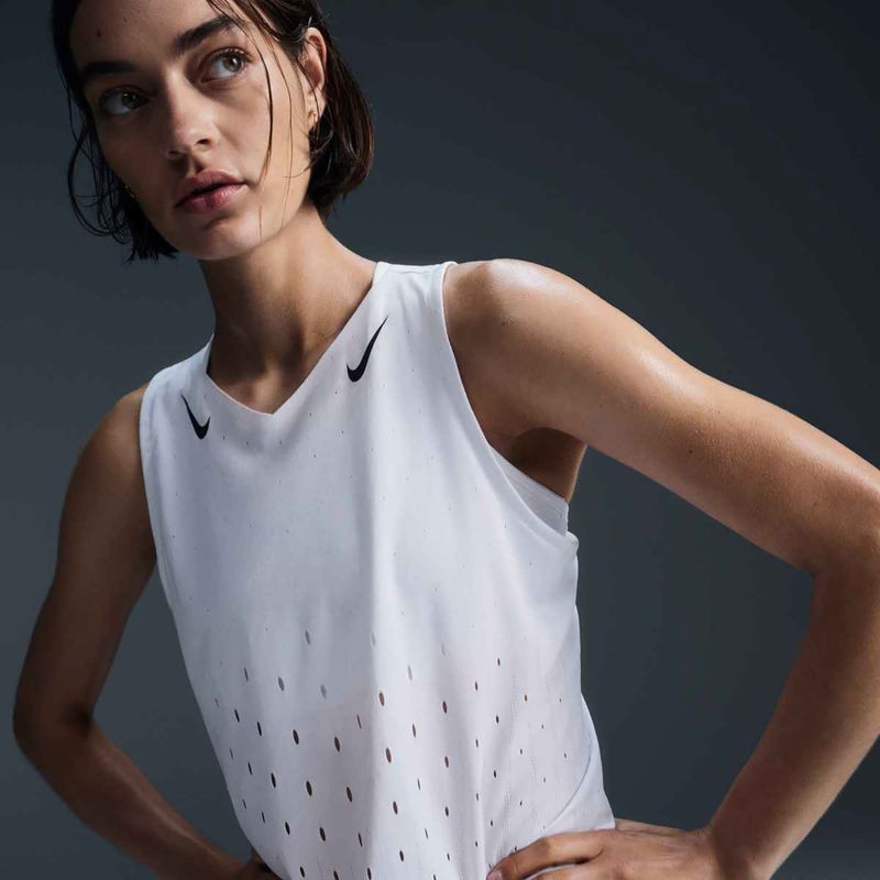 Maglia da corsa Nike AeroSwift Dri-Fit ADV Donna bianco/nero/nero 4