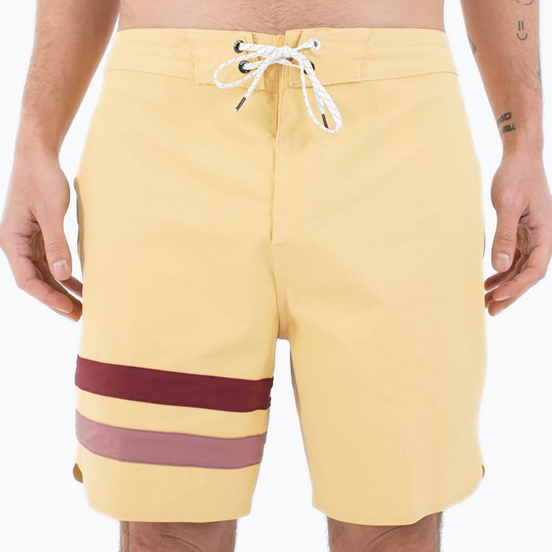 Pantaloncini da bagno Hurley Phantom Block Party Renegade 18" dusty cheaddar da uomo