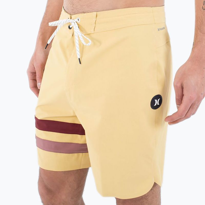 Pantaloncini da bagno Hurley Phantom Block Party Renegade 18" dusty cheaddar da uomo 4
