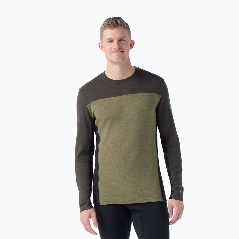Maglia termica da uomo Smartwool Classic Thermal Merino Base Layer Colorblock Crew Boxed moss