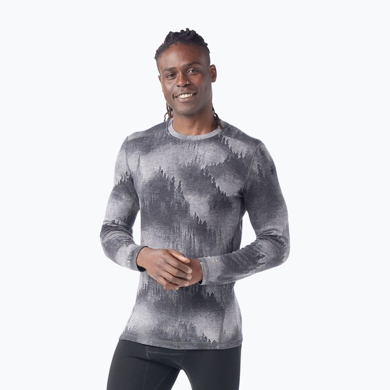 Smartwool Merino 250 Baselayer Crew Uomo in scatola manica lunga termica charcoal foggy pines