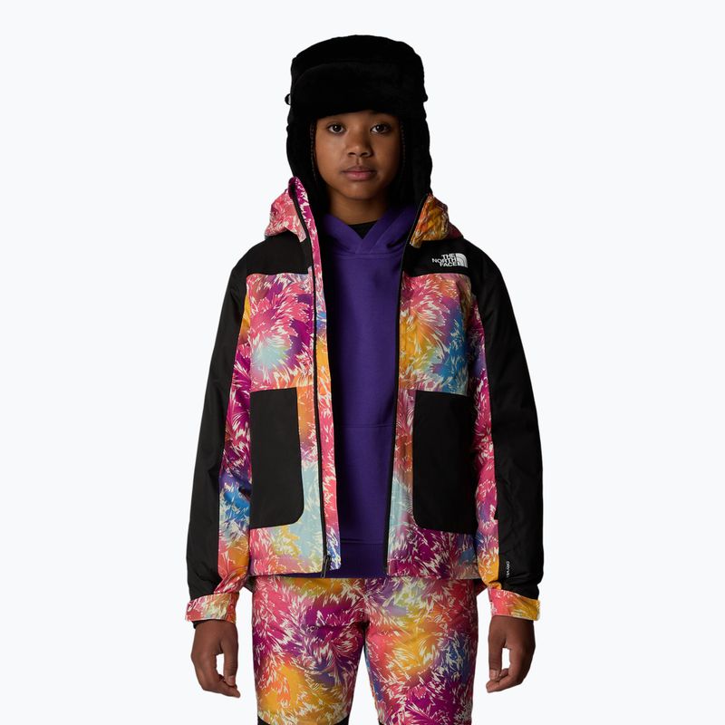 Giacca da sci per bambini The North Face Freedom Insulated radiant poppy blowing wind print 4