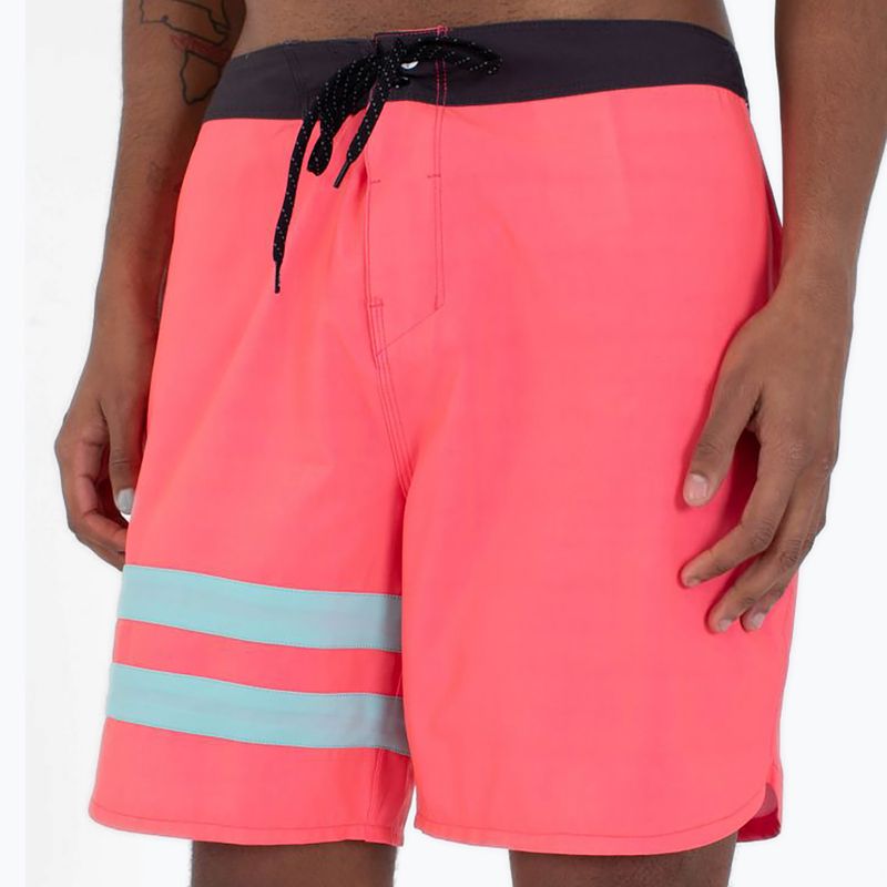 Pantaloncini da bagno Hurley Phantom Block Party 18" da uomo, rosa neon