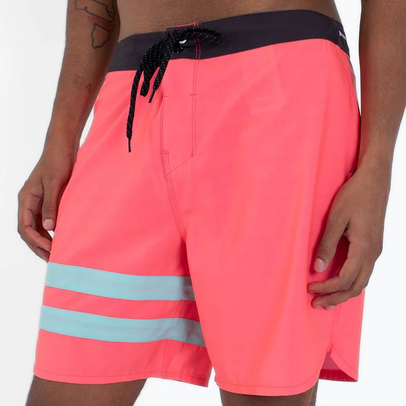 Pantaloncini da bagno Hurley Phantom Block Party 18" da uomo, rosa neon 4